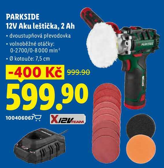PARKSIDE 12V Aku leštička, 2 Ah