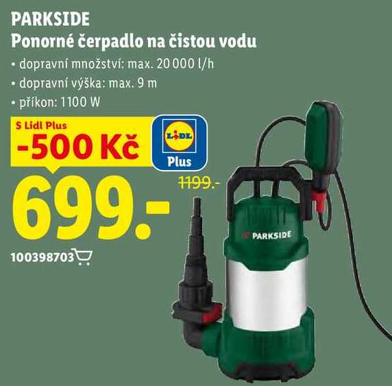 PARKSIDE Ponorné čerpadlo na čistou vodu