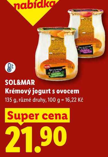 SOL&MAR Krémový jogurt s ovocem, 135 g