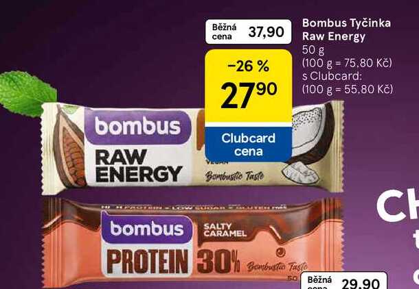 Bombus Tyčinka Raw Energy, 50 g  