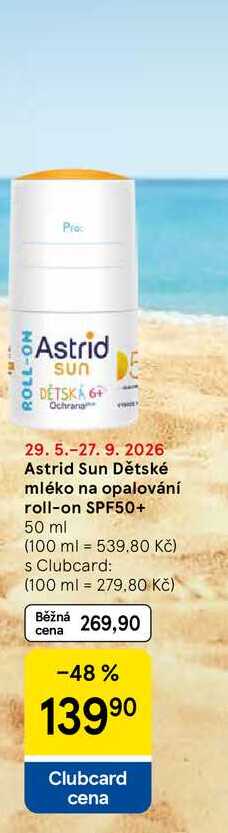 Astrid Sun Dětské mléko na opalování roll-on SPF50+, 50 ml  