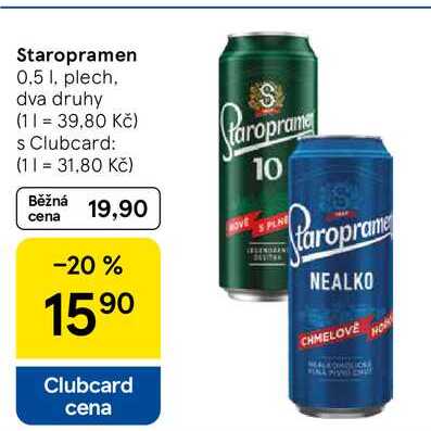Staropramen, 0.5 l, plech, dva druhy 