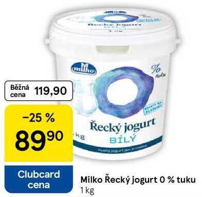Milko Řecký jogurt 0% tuku, 1 kg 