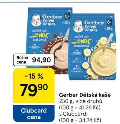 Gerber Dětská kaše, 230 g, více druhů