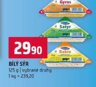 BÍLÝ SÝR 125 g vybrané druhy