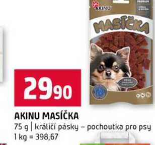AKINU MASÍČKA 75 g králičí pásky pochoutka pro psy 