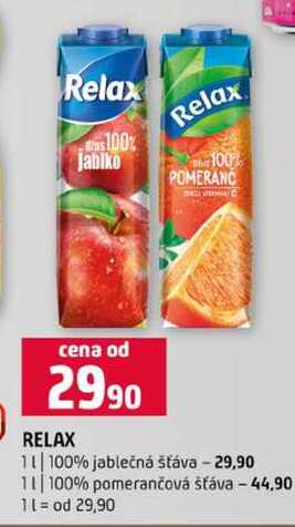RELAX 1l 100% jablečná šťáva 1l 100% pomerančová šťáva 
