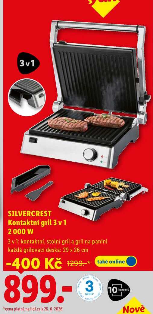 SILVERCREST Kontaktní gril 3 v1 2000 W