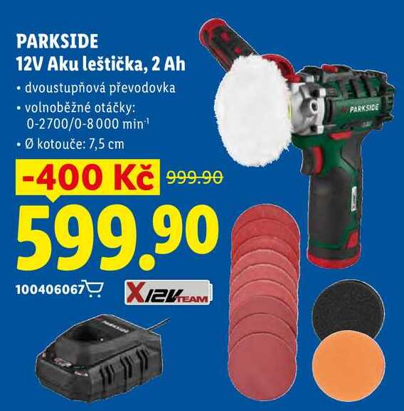 PARKSIDE 12V Aku leštička, 2 Ah