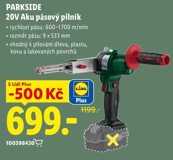 PARKSIDE 20V Aku pásový pilník