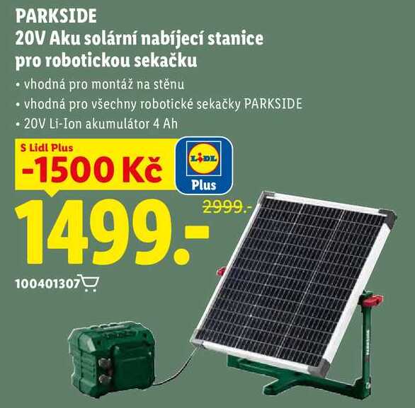 PARKSIDE 20V Aku solární nabíjecí stanice pro robotickou sekačku 