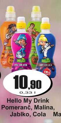 Hello My Drink Pomeranč, Malina, Jablko, Cola 0,33 l