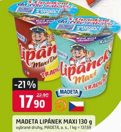 MADETA LIPÁNEK MAXI 130 g vybrané druhy