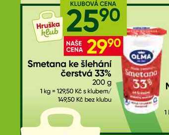 OLMA Smetana ke šlehání čerstvá 33% 200 g