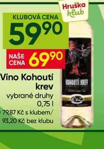 Vino Kohouti krev vybrané druhy 0,75l