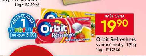 Orbit Refreshers vybrané druhy 17,9 g