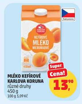 KARLOVA KORUNA MLÉKO KEFÍROVÉ různé druhy 450 g