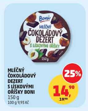 BONI MLÉČNÝ ČOKOLÁDOVÝ DEZERT S LÍSKOVÝMI OŘÍŠKY 150 g
