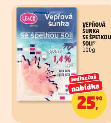 LE&CO EPŘOVÁ ŠUNKA se špetkou soli 100g