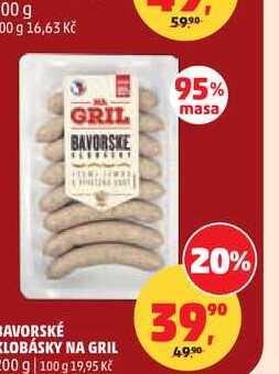 BAVORSKÉ KLOBÁSKY NA GRIL 200 g