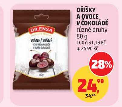 DR.ENSA OŘÍŠKY A OVOCE V ČOKOLÁDĚ různé druhy 80 g