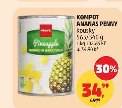 PENNY KOMPOT ANANAS kousky 565/340 g