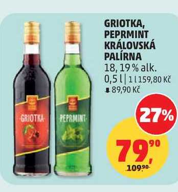 KRÁLOVSKÁ PALÍRNA GRIOTKA, PEPRMINT 18,19% alk. 0,5l