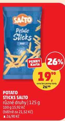SALTO  POTATO STICKS různé druhy 125 g 