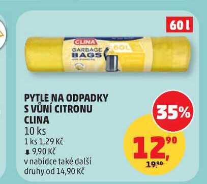 CLINA PYTLE NA ODPADKY S VŮNÍ CITRONU 10 ks