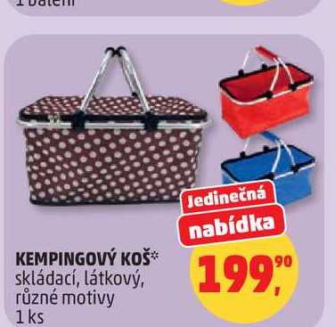 KEMPINGOVÝ KOŠ skládací, látkový, různé motivy