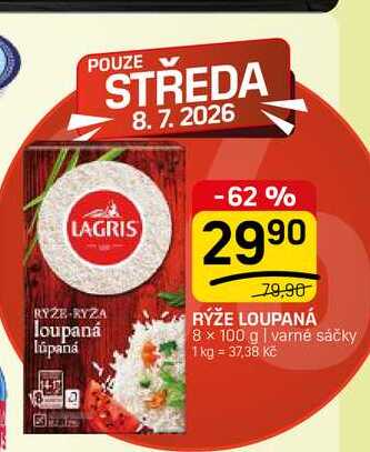 RÝŽE LOUPANÁ 8 x 100 g varné sáčky 