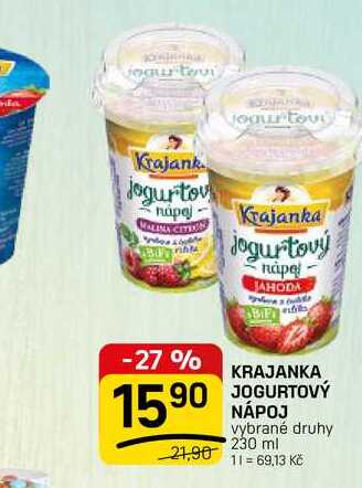 KRAJANKA JOGURTOVÝ NÁPOJ vybrané druhy 230 ml