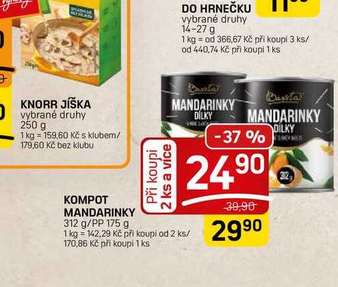 KOMPOT MANDARINKY 312 g/PP 175 g  