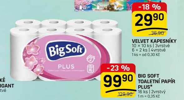 BIG SOFT TOALETNÍ PAPÍR PLUS* 16 ks | 2vrstvý 