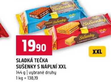 SLADKÁ TEČKA SUŠENKY S NÁPLNÍ XXL 144 g vybrané druhy