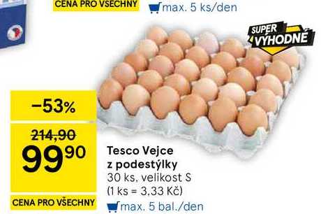Tesco Vejce z podestýlky, 30 ks. velikost S