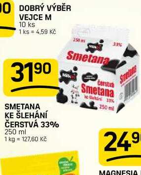 SMETANA KE ŠLEHÁNÍ ČERSTVÁ 33% 250 ml