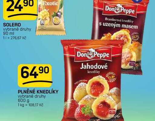 PLNĚNÉ KNEDLÍKY vybrané druhy 600 g
