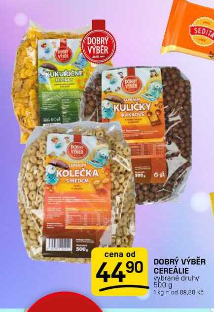 DOBRÝ VÝBĚR CEREÁLIE vybrané druhy 500 g
