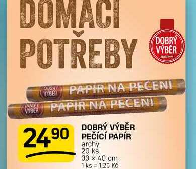 DOBRÝ VÝBĚR PEČÍCÍ PAPÍR archy 20 ks 33 x 40 cm