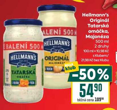 Hellmann's Originál Tatarská omáčka, Majonéza 500 ml