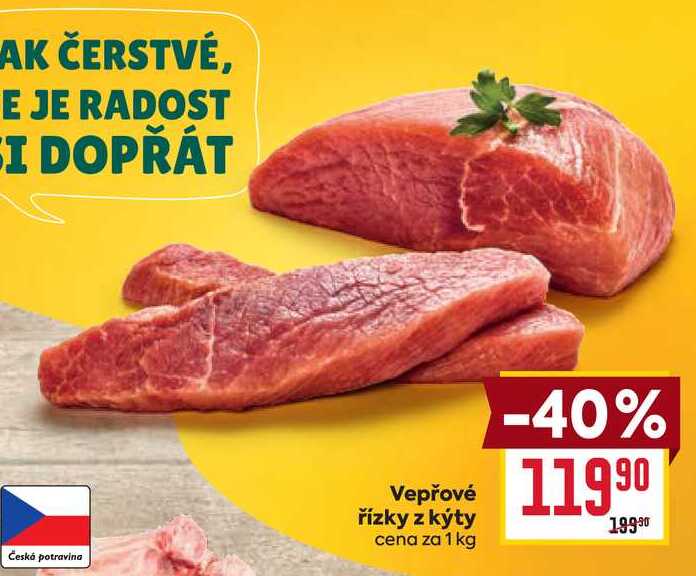 Vepřové řízky z kýty cena za 1 kg