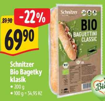 Schnitzer Bio Bagetky klasik, 200 g