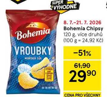 Bohemia Chipsy, 120 g, více druhů 