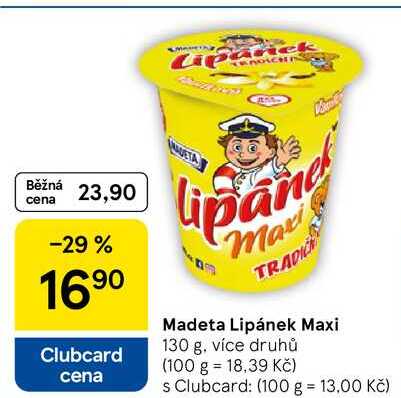 Madeta Lipánek Maxi, 130 g, více druhů  