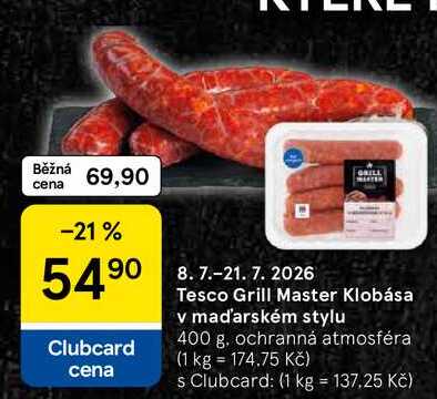 Tesco Grill Master Klobása v maďarském stylu, 400 g 