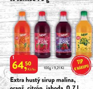 ZON extra hustý sirup malina, oranž citrón, jahoda 0.7l