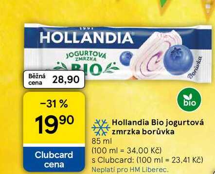 Hollandia Bio jogurtová zmrzka borůvka, 85 ml