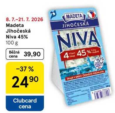 Madeta Jihočeská Niva 45%, 100 g