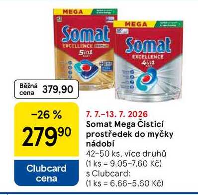 Somat Mega Čisticí prostředek do myčky nádobí, 42-50 ks